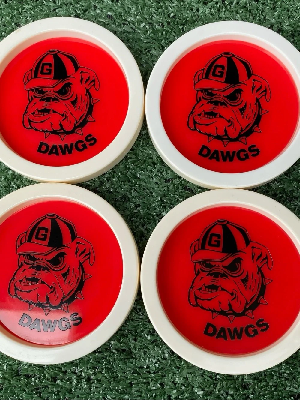 Vintage 80’s University Of Georgia Bulldogs UGA Set Of 4 Coaster USA Made - Picture 4 of 5